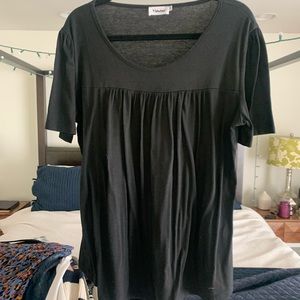 Black Cotton Short Sleeved Top